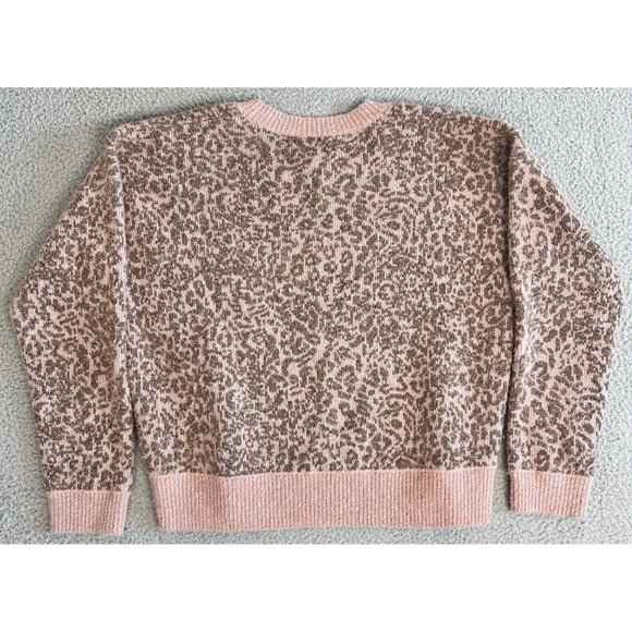 Madewell Sweater in Leopard Womens XL Shrunken Pullover Pink Animal Print - Picture 3 of 16